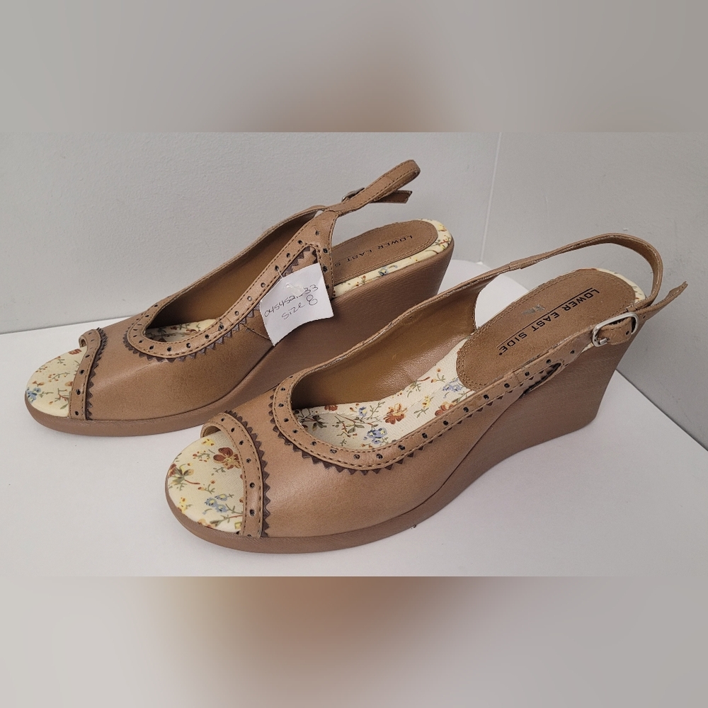 Lower East Side Wedge Buckle Strap Back Women's Size 8 Tan